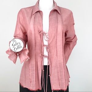 AEO - Red Tie Front Cotton Kimono Jacket (181)